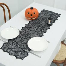Load image into Gallery viewer, Halloween Tablecloth Lace Warp Knitting Spider Web Table Runner Christmas Party Tablecloth Props Decorative Cloth