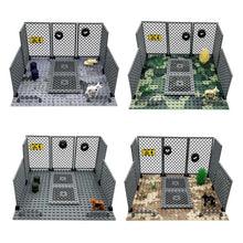 Load image into Gallery viewer, MOC Small Particle Building Blocks Garage Car Parking Place Meshes of Fence Military Wheels