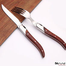 Load image into Gallery viewer, Red Wooden Handle Steak Steak Main Knife and Fork Western Tableware Knife and Fork Factory