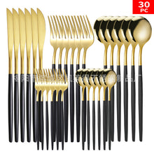 Load image into Gallery viewer, Stainless Steel Knife and Forks 30-Piece Set Portuguese Tableware Golden Set Western Food Steak Knife Fork and Spoon