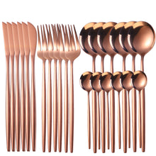 Load image into Gallery viewer, Supply Stainless Steel Knife and Forks 24-Piece Portuguese Tableware Golden Set Creative Western Food Steak Knife, Fork and Spoon