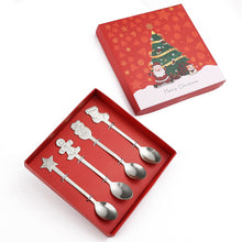 Load image into Gallery viewer, Creative Coffee Spoon Golden Fruit Fork Christmas Tree Elderly Dessert Spoon Four-Piece Set