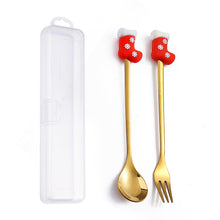 Load image into Gallery viewer, Q Christmas Dessert Spork Set Cute Doll Dessert Spoon Cartoon Tableware Fruit Fork Portable Coffee Spoon
