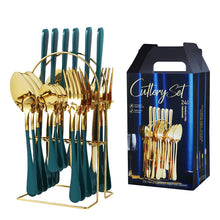 Load image into Gallery viewer, Product Stainless Steel Tableware 24-Piece Set 1010 Four Main Pieces Knife, Fork and Spoon