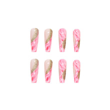 Load image into Gallery viewer, Long Ballet Nail Blooming Color Stitching Flash Gold Powder Foreign Trade Nail Tip One Second Wearable Manicure