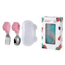 Load image into Gallery viewer, Baby Fork and Spoon Integrated Silica Gel Sucker Toddler Feeding Dinner Plate Children Tableware