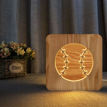 Load image into Gallery viewer, Baseball Sports USB Hollow Pine Night Light Bedside Lamp Children Bedroom Light