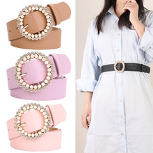 Load image into Gallery viewer, Pearl Alloy Buckle Intellectual Atmosphere Color Multi-Choice Decorative Dress Belt