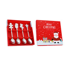 Load image into Gallery viewer, Cross-Border Stainless Steel Christmas Tableware Spoon Creative Coffee Spoon Gift Box Cute Suit