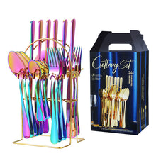 Load image into Gallery viewer, Product Stainless Steel Tableware 24-Piece Set 1010 Four Main Pieces Knife, Fork and Spoon