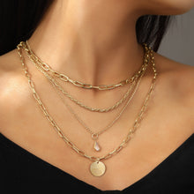 Load image into Gallery viewer, Metal Necklace Multi-Layer Twin Necklace Women's Trendy Water Drop Pendant Clavicle Chain