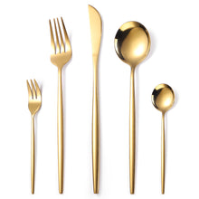 Load image into Gallery viewer, Portugal Gold Stainless Steel Tableware Five-Piece Set Tableware Set Knife, Fork and Spoon