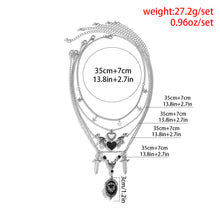 Load image into Gallery viewer, Dark Punk Necklace Set Heart Wings Pendant Neck Accessories Sword-Shaped Halloween Necklace