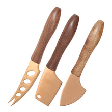 Load image into Gallery viewer, Stainless Steel Cheese Knife Walnut Wooden Handle Cheese Knife Baking Butter Knife Cheese Tool Set