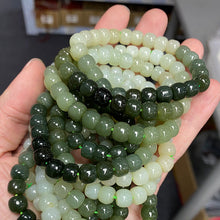 Load image into Gallery viewer, Natural Gradient Color Hetian Jade Old Beads Bracelet Ancient Style Single Circle Bracelet Ornament Gift
