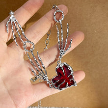 Load image into Gallery viewer, Personalized Punk Dark Red Love Pendant Necklace Exaggerating Collarbone Necklace Ghost Claw Women's Dark Style Necklace