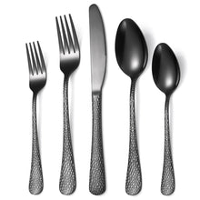 Load image into Gallery viewer, Tableware Snake Skin Hammer Handle Five-Piece Set Creative Western Food Steak Knife, Fork and Spoon Gold Stainless Steel Knife and Forks
