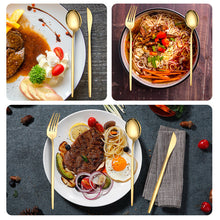 Load image into Gallery viewer, Stainless Steel Knife and Forks 30-Piece Set Portuguese Tableware Meal Golden Steak Knife, Fork and Spoon Gift Box Set