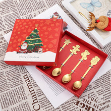 Load image into Gallery viewer, Creative Coffee Spoon Golden Fruit Fork Christmas Tree Elderly Dessert Spoon Four-Piece Set
