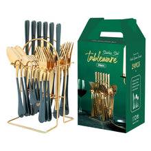 Load image into Gallery viewer, Stainless Steel Tableware Set Western Tableware Knife, Fork and Spoon 24-Piece Set