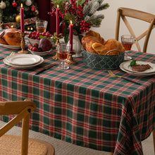 Load image into Gallery viewer, Tablecloth Christmas Holiday Fabric Table Cloth Yarn-Dyed Green Plaid Rectangular Table Mat Tablecloth