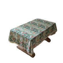 Load image into Gallery viewer, Green Plant Tablecloth American Retro Bamboo Linen Tassel Tablecloth Rectangular Tablecloth