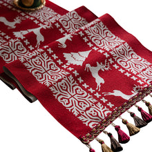 Load image into Gallery viewer, New Christmas Table Runner Holiday Dress up Coffee Table Tablecloth Red Jacquard Christmas Table Runner