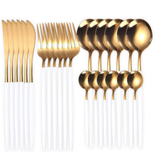 Load image into Gallery viewer, Supply Stainless Steel Knife and Forks 24-Piece Portuguese Tableware Golden Set Creative Western Food Steak Knife, Fork and Spoon