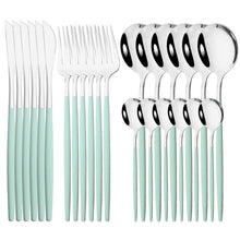 Load image into Gallery viewer, Stainless Steel Tableware 24-Piece Set Bright Portuguese Western Food Gold Knife, Fork and Spoon I