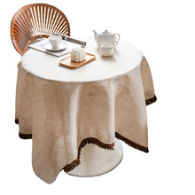 Load image into Gallery viewer, Polyester Linen Solid Color Tablecloth Khaki Tassel American Tablecloth
