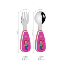 Load image into Gallery viewer, Stainless Steel Children's Small Spoon Cartoon Pattern Baby Feeding Spoon Fork Portable
