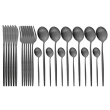 Load image into Gallery viewer, Matte Portugal Stainless Steel Knife, Fork and Spoon Western Food/Steak Knife and Fork Dessert Spoon Fork Tableware