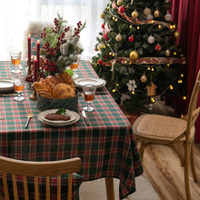 Load image into Gallery viewer, Tablecloth Christmas Holiday Fabric Table Cloth Yarn-Dyed Green Plaid Rectangular Table Mat Tablecloth