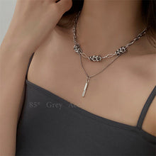 Load image into Gallery viewer, Zircon Double Layer Twin Twist Knot Necklace Hip Hop Men and Women Simple Ornament