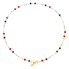 Load image into Gallery viewer, Elegant Black Crystal Glass Bead Chain Simple OT Buckle Short Flower Necklace