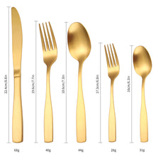 Load image into Gallery viewer, Tableware Stainless Steel Matte Tableware Square Handle Knife, Fork and Spoon Black Western Food Suit Five 5-Piece Set
