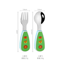 Load image into Gallery viewer, Stainless Steel Children's Small Spoon Cartoon Pattern Baby Feeding Spoon Fork Portable