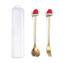 Load image into Gallery viewer, Q Christmas Dessert Spork Set Cute Doll Dessert Spoon Cartoon Tableware Fruit Fork Portable Coffee Spoon