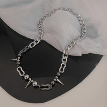Load image into Gallery viewer, Unisex Style Dark Titanium Steel Necklace Suitable for Men and Women to Wear Ornament Hip Hop Stitching Rivet Collar