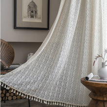 Load image into Gallery viewer, Hollow Lace Curtain Beige Geometric Flower Living Room Bedroom Curtain