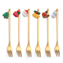 Load image into Gallery viewer, Christmas Gift Creative Ins Stirring Spoon Santa Claus Spoon Elk Fruit Fork