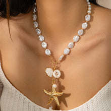 Load image into Gallery viewer, Multi-Layer Beaded Necklace Beach Imitation Pearl Necklace Starfish Shell Retro Vacation Necklace