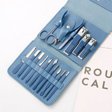 Load image into Gallery viewer, Rose Golden Scissors Nail Clippers Suit Tri-Fold Bag 16-Piece Pedicure Manicure Implement Ladies