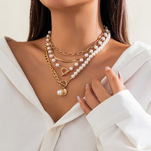 Load image into Gallery viewer, Multi-Layer Beaded Necklace Beach Imitation Pearl Necklace Starfish Shell Retro Vacation Necklace