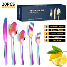 Load image into Gallery viewer, Stainless Steel Tableware Set Western Food/Steak Knife, Fork and Spoon 20-Piece Set