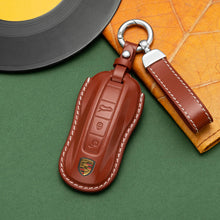 Load image into Gallery viewer, For Porsche Cayenne Taycan Key Cover Panamera Macan718/911 Car Key Protective Shell Genuine Leather Bag
