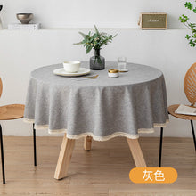 Load image into Gallery viewer, Round Linen Tablecloth TPU Waterproof and Oil-Proof Fabric Hotel Household round Table Dining Table Cloth Tablecloth
