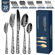 Load image into Gallery viewer, Pattern Stainless Steel Tableware 5 Components 20-Piece Set Western Food/Steak Knife and Fork Spoon Kit