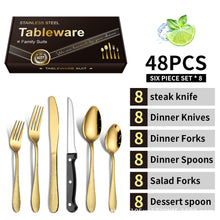 Load image into Gallery viewer, Hammered Stainless Steel Tableware Set Gift Western Tableware Water Cube Knife, Fork and Spoon Steak Knife