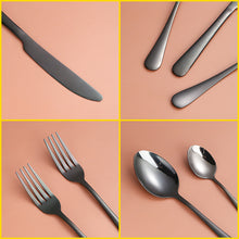 Load image into Gallery viewer, 1010 Stainless Steel Tableware Set Titanium-Plated Matte Black Western Food/Steak Knife, Fork and Spoon Five Components